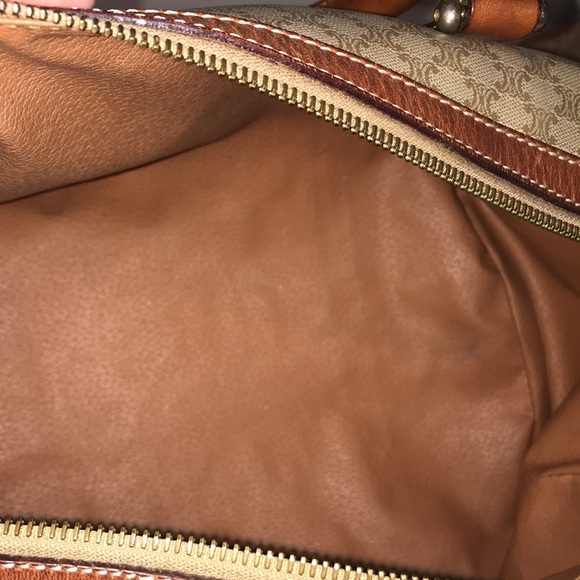 Celine Tan and Brown Satchel with Patterned Scarf - Picture 13 of 16